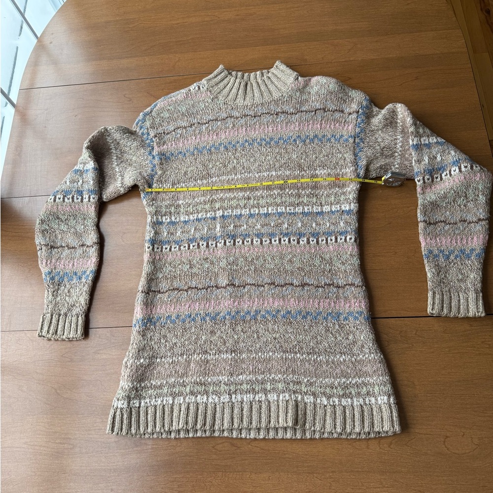 Vintage Liz Claiborne LizWear mock neck, fair aisle tunic sweater